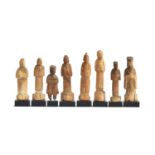 A collection of 19th century Chinese carved wood Ancestor figures, the tallest 18cm high (8)