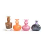 Four small Kosta Boda vases by Bertil Vallien, the tallest 8.3cm high, signed to base