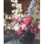 An early 20th century still life of flowers, oil on canvas, 60x50cm