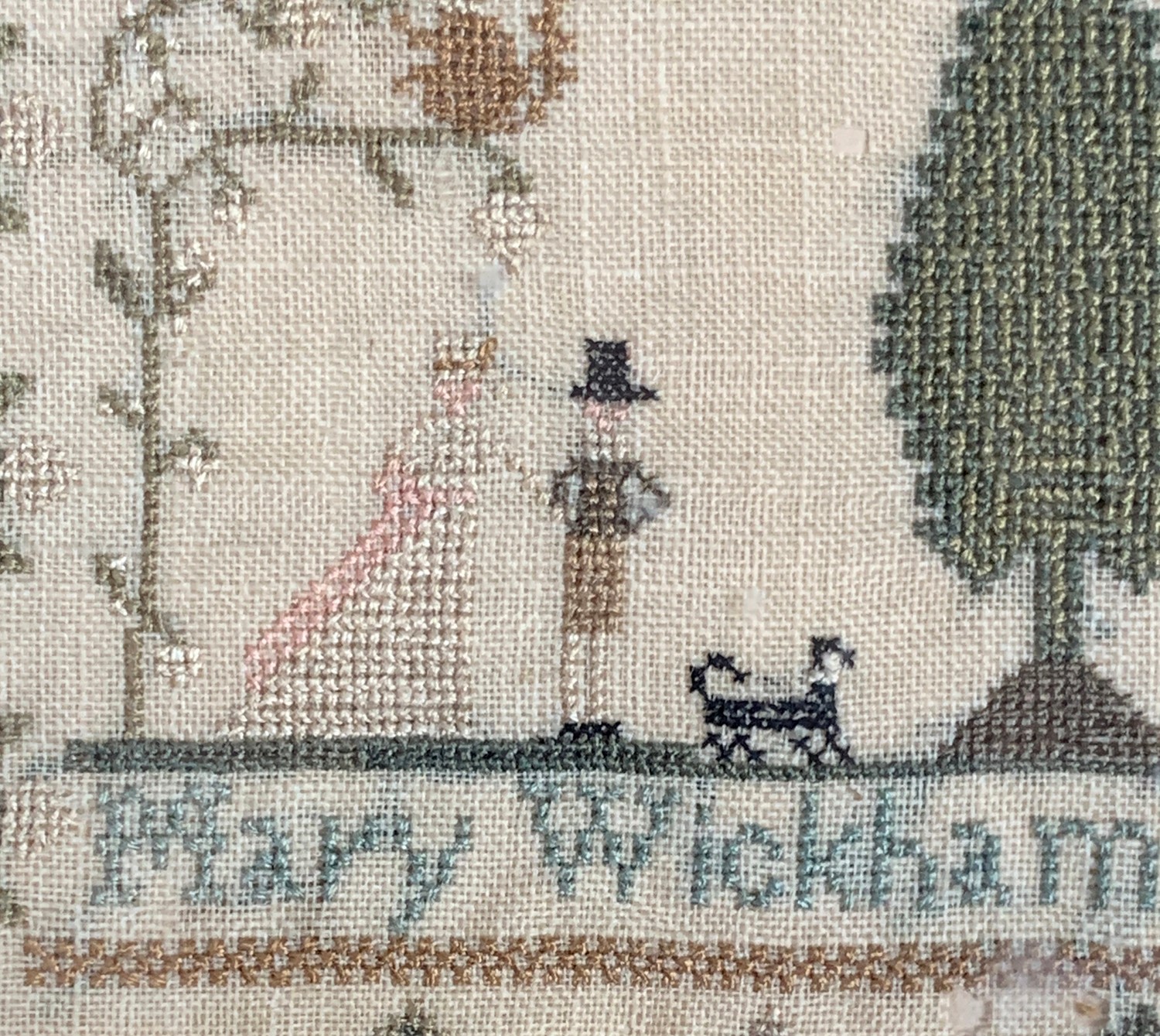 A George III needlework verse sampler by Mary Wickham, aged 11, dated 1819, the verse reading 'The - Bild 4 aus 9