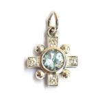 A Cassandra Goad 'Quadro' 9ct white gold, blue topaz and diamond pendant, 1.5cm wide, 3.4g, with