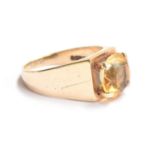 A 9ct gold ring set with a large citrine, size O, 4.8g