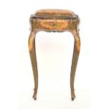 A 19th century Venetian work box, allover painted with floral panels, having a domed hinged,