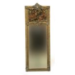 A large gilt gesso mirror, tapestry panel above bevelled plate, 75cm wide, 214cm high