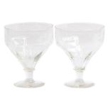 A pair of large 19th century hand blown glasses, each 18.5cm high