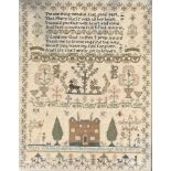A George III needlework verse sampler by Mary Wickham, aged 11, dated 1819, the verse reading 'The