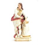 A Derby porcelain figure of John Milton, c.1800, modelled leaning on a plinth holding an open