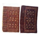 An antique Tekke rug and one other, 74x114cm and 75x120cm (2)