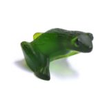 A Lalique green glass frog, naturalistically modelled, marked to base 'Lalique France', 3.2cm high