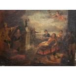 After Claude Vignon, an 18th century oil on canvas, The Martyrdom of Saint Lawrence, 25x33cm