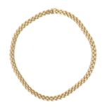 A heavy 9ct gold panther link necklace, 43cm long, 40.8g