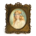 Ethel C Brisley (ex. 1908-1940), portrait miniature of Lesley Ellwood née Matthews, watercolour on