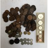 A quantity of mainly British coins to include pre 1947 silver, cartwheel two pence, Canadian