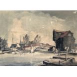 Leslie Lancelot Hardy Moore R.I (British, 1907-1997), 'Wroxham Bridge', watercolour on paper, signed