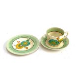 A Clarice Cliff for Royal Staffordshire 'Honeyglaze' trio, comprising teacup, saucer, and side