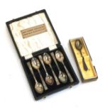 A cased set of six silver teaspoons, Sheffield 1962; and one other silver teaspoon