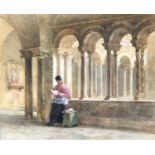 Herbert Menzies Marshall (1841-1913), 'The Lateran Cloisters, Rome', watercolour on paper, 35x42cm