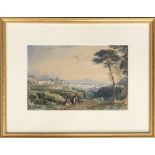 Attributed to John Varley (1778-1842), continental landscape, watercolour, 19.5x30.5cm