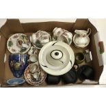 A mixed box of ceramics to include Royal Albert Berkley part tea service, Derby Oyster Strand