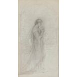Late 19th/early 20th century pencil and ink wash study of a lady in the Pre-Raphaelite manner, 21.
