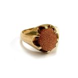 A 9ct gold and goldstone signet ring, size S, 5.1g