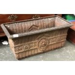 A good cast iron rectangular trough planter, 66x32x31cmH