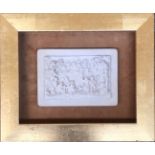 C. J Becker, a reconstituted marble plaque relief moulded depicting a village scene of merriment,