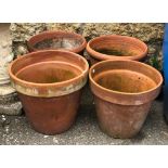 Four large terracotta plant pots, each approx. 36cmH