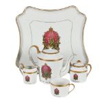 A Limoges 'Faberge' pattern solitaire coffee set, comprising a coffee pot and cover, sugar box and