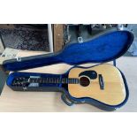An Epiphone acoustic guitar FT-145 Texan, in hard case
