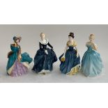 Four Royal Doulton figures: Delphine HN2136; Melanie HN2271; Fragrance HN2334; and Enchantment HN