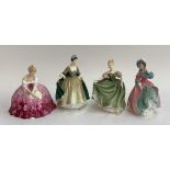Four Royal Doulton figurines: Victoria HN2471; Elegance HN2264; Michele HN2234; Spring Morning