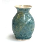 A studio pottery crystalline glaze vase, stamped to base, 14.5cmH