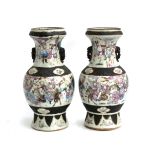 A pair of crackle glaze Chinese stoneware vases, character marks to base, 36cmH