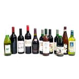 Twelve various 75cl bottles of wine