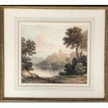 John Varley (1778-1842), view of a castle across a lake framed by trees, signed and dated 1810 lower
