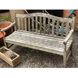 A slatted teak bench, 147cmL