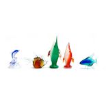 A quantity of art glass fish figures, the tallest 28.5cmH