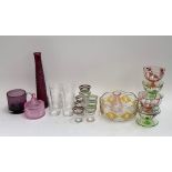 A mixed lot of mostly coloured glassware, to include Wedgwood silver jubilee tankard; a set of six