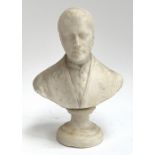 A small carved marble bust of Pope Pius X, 15cmH