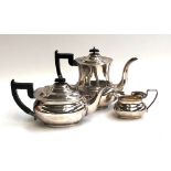 A Viners plated three piece tea set