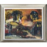 20th century abstract, oil on canvas, signed Kalmus, 64x80cm