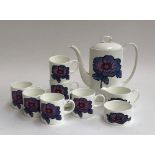 A Wedgwood Susie Cooper 'Blue Anemone' part coffee service, 11 pieces