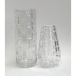 A Webb Corbett Queensway cut glass vase, 25cmH; together with a further cut glass vase, 18cmH