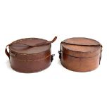 Two leather collar boxes, each approx. 18cmD