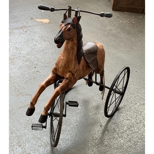 A vintage hobby horse tricycle with leather saddle, 88cmH - Image 2 of 2
