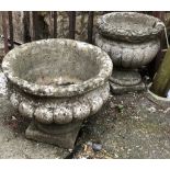 Two composite stone planters, 40cmD and 30cmD