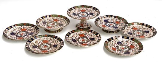 A set of late 19th/early 20th century Royal Crown Derby Imari pattern ceramics, to include a tazza