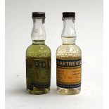 2 x 5cl miniatures of Green and Yellow Chartreuse, circa 1950s/60s