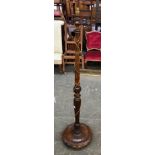 A turned wood table lamp, 131cmH